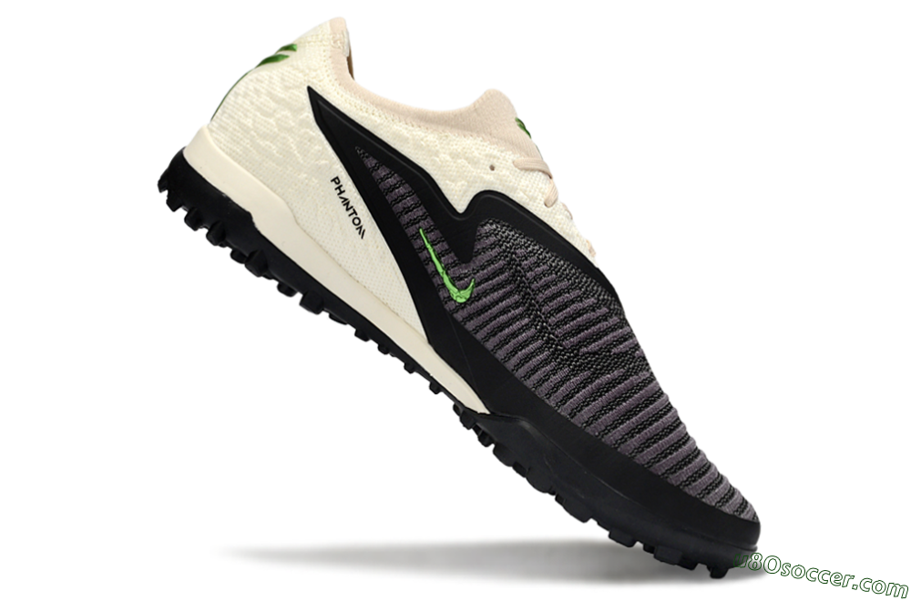 Nike Phantom 6 Low Elite TF Artificial Turf Soccer Shoes - Black/Electric Green/Neutral Beige 5