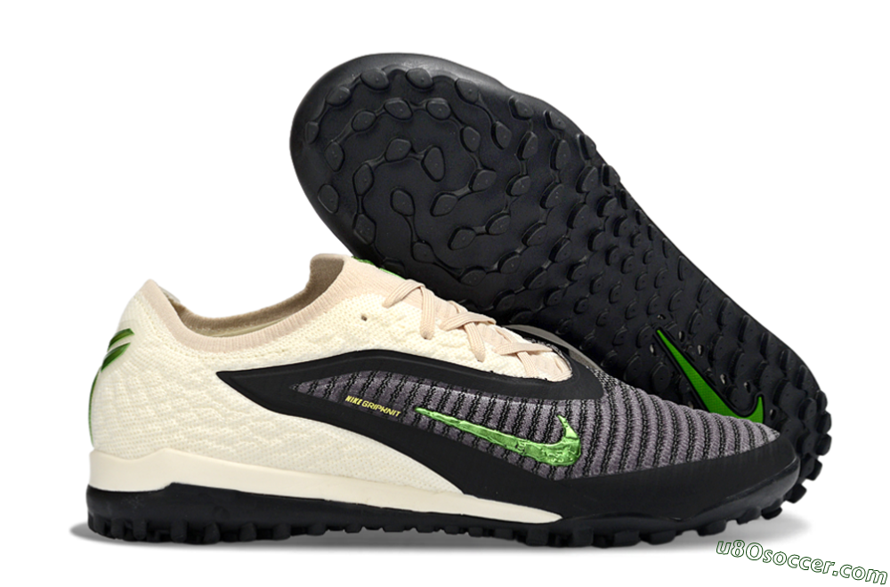 Nike Phantom 6 Low Elite TF Artificial Turf Soccer Shoes - Black/Electric Green/Neutral Beige 1