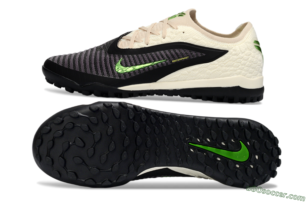 Nike Phantom 6 Low Elite TF Artificial Turf Soccer Shoes - Black/Electric Green/Neutral Beige 0