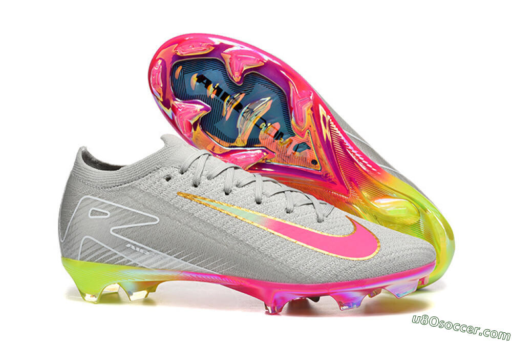 Nike Air Zoom Mercurial Vapor 16 Elite FG Firm Ground Soccer Cleats - Gray/Neon Pink/Neon Green 1
