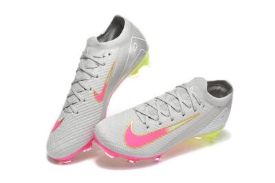Nike Air Zoom Mercurial Vapor 16 Elite FG Firm Ground Soccer Cleats - Gray/Neon Pink/Neon Green