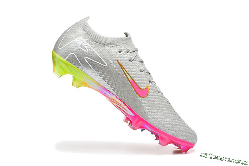 Nike Air Zoom Mercurial Vapor 16 Elite FG Firm Ground Soccer Cleats - Gray/Neon Pink/Neon Green 7