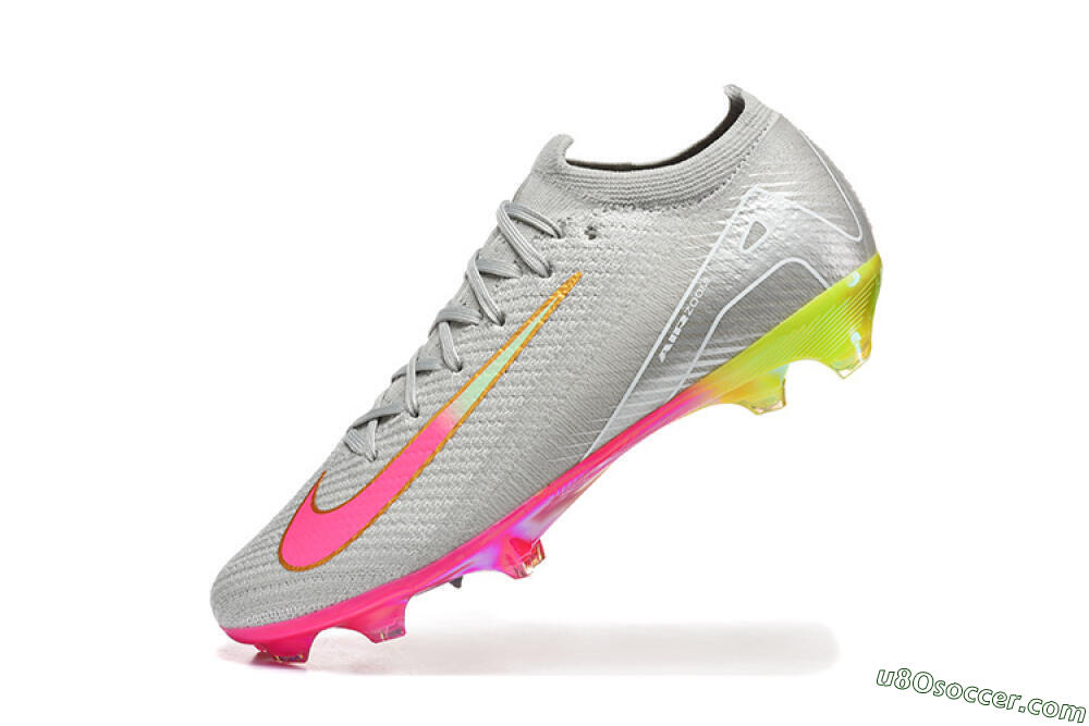 Nike Air Zoom Mercurial Vapor 16 Elite FG Firm Ground Soccer Cleats - Gray/Neon Pink/Neon Green 8