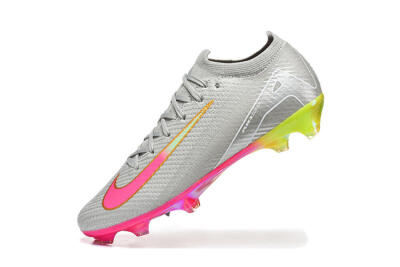 Nike Air Zoom Mercurial Vapor 16 Elite FG Firm Ground Soccer Cleats - Gray/Neon Pink/Neon Green