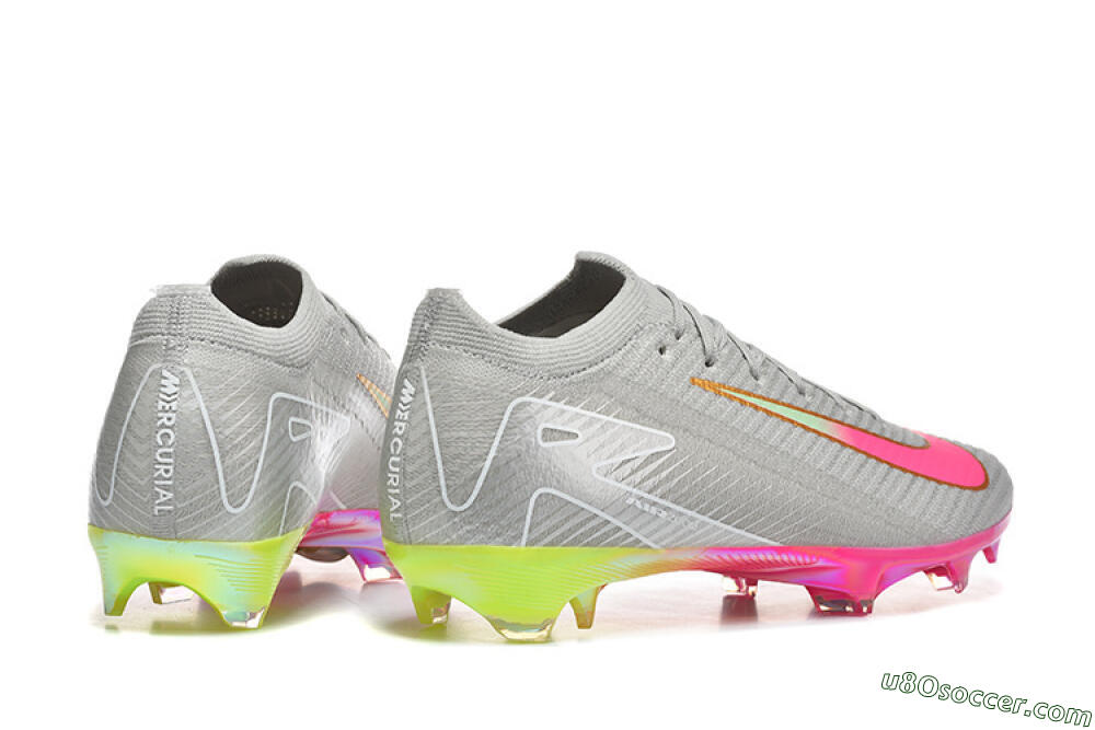 Nike Air Zoom Mercurial Vapor 16 Elite FG Firm Ground Soccer Cleats - Gray/Neon Pink/Neon Green 9