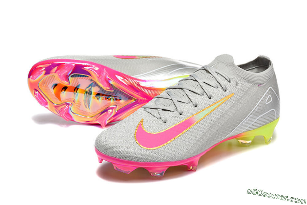 Nike Air Zoom Mercurial Vapor 16 Elite FG Firm Ground Soccer Cleats - Gray/Neon Pink/Neon Green 3