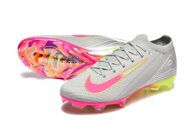 Nike Air Zoom Mercurial Vapor 16 Elite FG Firm Ground Soccer Cleats - Gray/Neon Pink/Neon Green