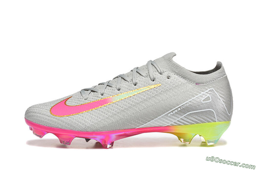 Nike Air Zoom Mercurial Vapor 16 Elite FG Firm Ground Soccer Cleats - Gray/Neon Pink/Neon Green 2