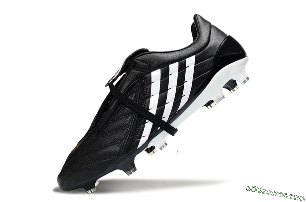 Adidas Predator Accelerator Elite Fold-Over Tongue FG Firm Ground Soccer Cleats - Black/Classic Black/White Strike 5