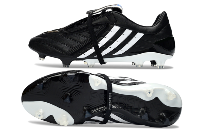 Adidas Predator Accelerator Elite Fold-Over Tongue FG Firm Ground Soccer Cleats - Black/Classic Black/White Strike