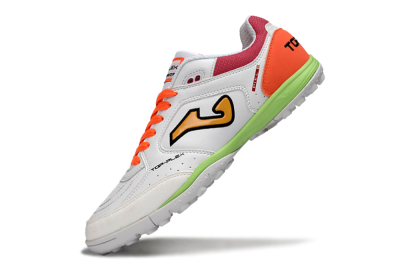 Joma Top Flex TF Artificial Turf Soccer Shoes - White/Orange Flare/Lime Green
