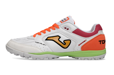 Joma Top Flex TF Artificial Turf Soccer Shoes - White/Orange Flare/Lime Green