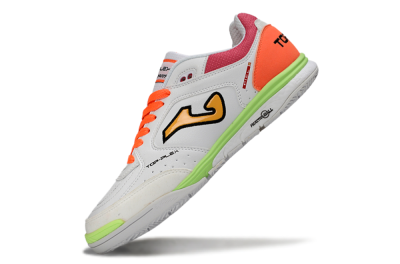Joma Top Flex IC Indoor & Futsal Soccer Shoes - White/Neon Green/Hot Pink