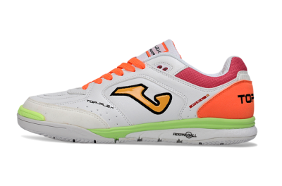 Joma Top Flex IC Indoor & Futsal Soccer Shoes - White/Neon Green/Hot Pink