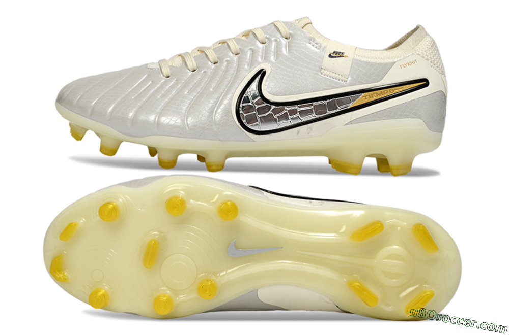 Nike Tiempo Legend 10 Elite FG Firm Ground Soccer Cleats - White/Ivory Mist/Black Gold 0