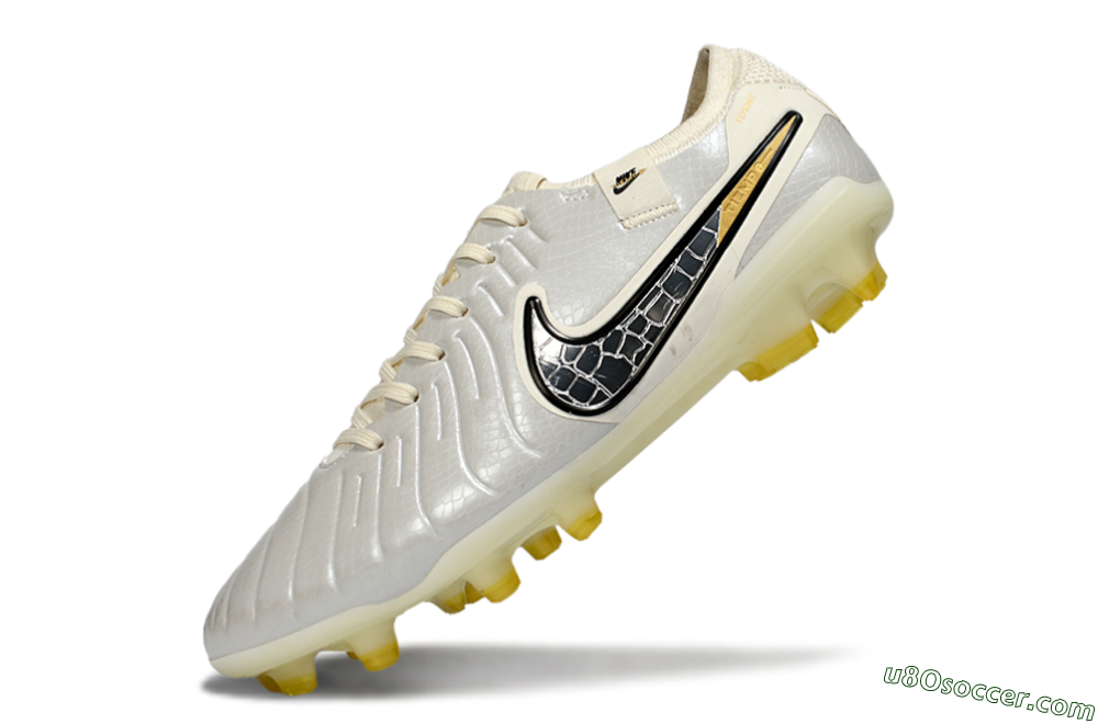 Nike Tiempo Legend 10 Elite FG Firm Ground Soccer Cleats - White/Ivory Mist/Black Gold 5