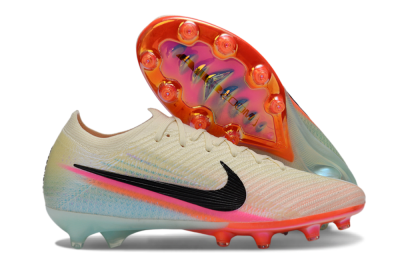 Nike Air Zoom Mercurial Vapor 16 Elite AG Artificial Grass Soccer Cleats - Cream/Iridescent Orange/Turquoise Blue