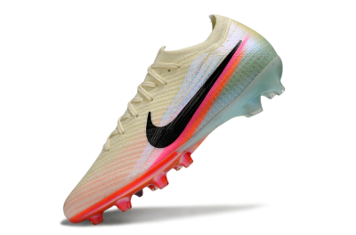 Nike Air Zoom Mercurial Vapor 16 Elite AG Artificial Grass Soccer Cleats - Cream/Iridescent Orange/Turquoise Blue