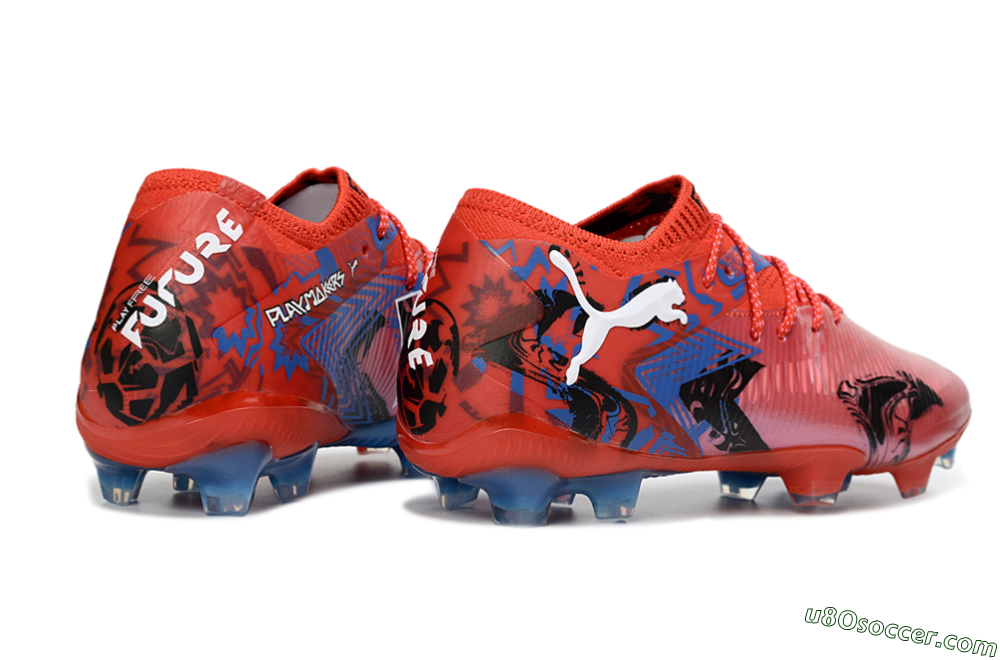 Puma Future 8 Ultimate FG Firm Ground Soccer Cleats - Red/Electric Blue/Fiery Red 6
