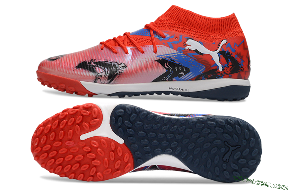 Puma Future 8 Ultimate TF Artificial Turf Soccer Shoes - Red/Vibrant Red/Navy Blue 0