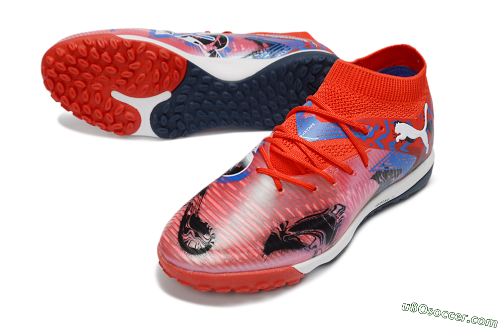 Puma Future 8 Ultimate TF Artificial Turf Soccer Shoes - Red/Vibrant Red/Navy Blue 3