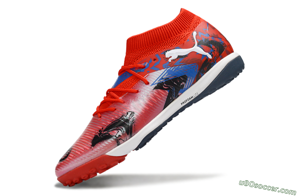 Puma Future 8 Ultimate TF Artificial Turf Soccer Shoes - Red/Vibrant Red/Navy Blue 5
