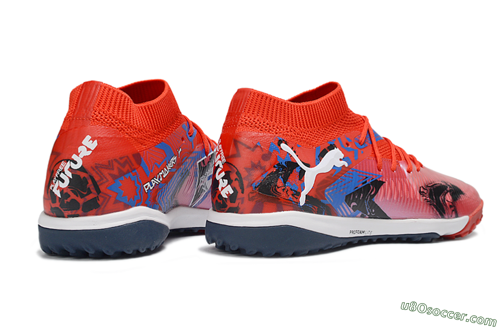 Puma Future 8 Ultimate TF Artificial Turf Soccer Shoes - Red/Vibrant Red/Navy Blue 6
