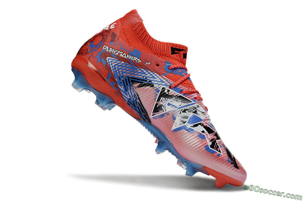 Puma Future 8 Ultimate FG Firm Ground Soccer Cleats - Red/Electric Blue/Black 4