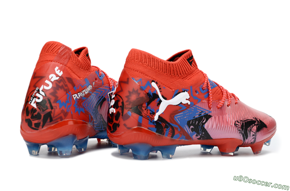 Puma Future 8 Ultimate FG Firm Ground Soccer Cleats - Red/Electric Blue/Black 6