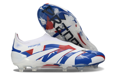 Adidas Predator 25 Elite Laceless FG Firm Ground Soccer Cleats - White/Royal Blue/Fiery Red