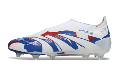 Adidas Predator 25 Elite Laceless FG Firm Ground Soccer Cleats - White/Royal Blue/Fiery Red