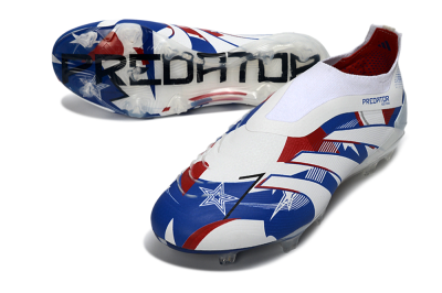 Adidas Predator 25 Elite Laceless FG Firm Ground Soccer Cleats - White/Royal Blue/Fiery Red