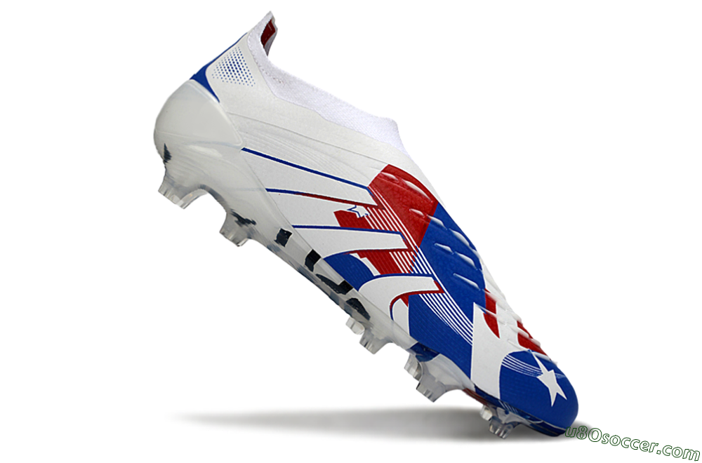 Adidas Predator 25 Elite Laceless FG Firm Ground Soccer Cleats - White/Royal Blue/Fiery Red 4
