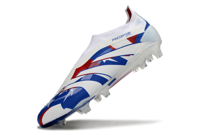 Adidas Predator 25 Elite Laceless FG Firm Ground Soccer Cleats - White/Royal Blue/Fiery Red