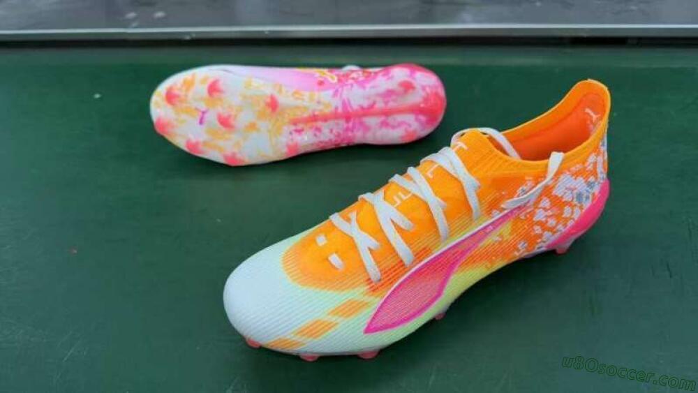 Puma Ultra Ultimate FG Firm Ground Soccer Cleats - Orange/Flamingo Pink/Golden Yellow