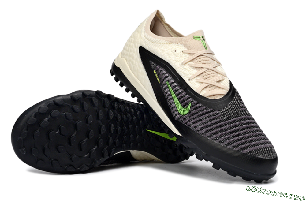 Nike Phantom 6 Low Elite TF Artificial Turf Soccer Shoes - Black/Neon Green/Beige 3