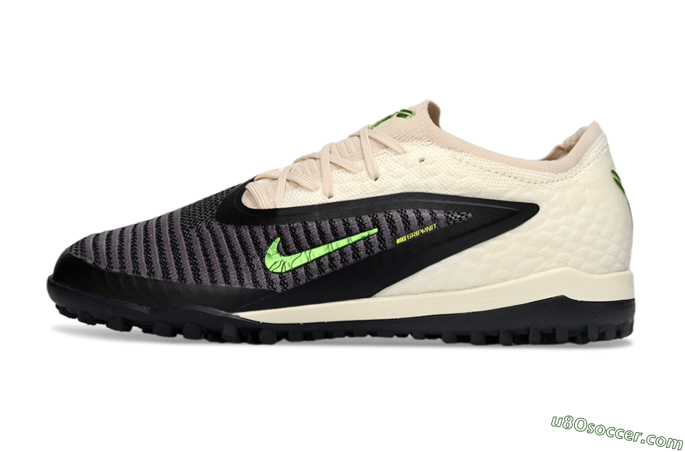 Nike Phantom 6 Low Elite TF Artificial Turf Soccer Shoes - Black/Neon Green/Beige 2