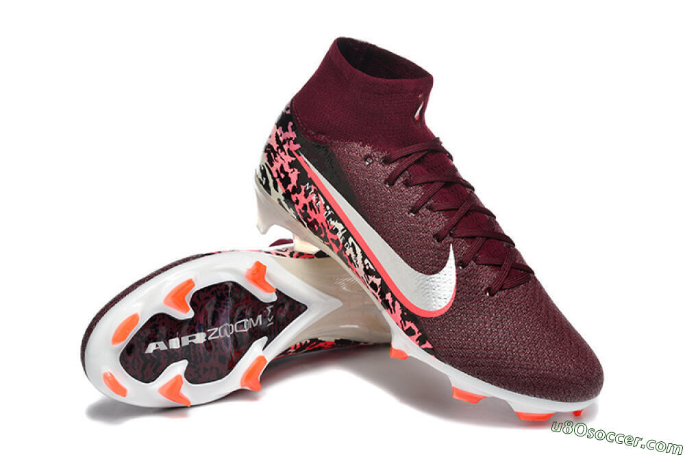 Nike Air Zoom Mercurial Superfly 10 Elite FG Firm Ground Soccer Cleats - Burgundy/Neon Pink/Black 4