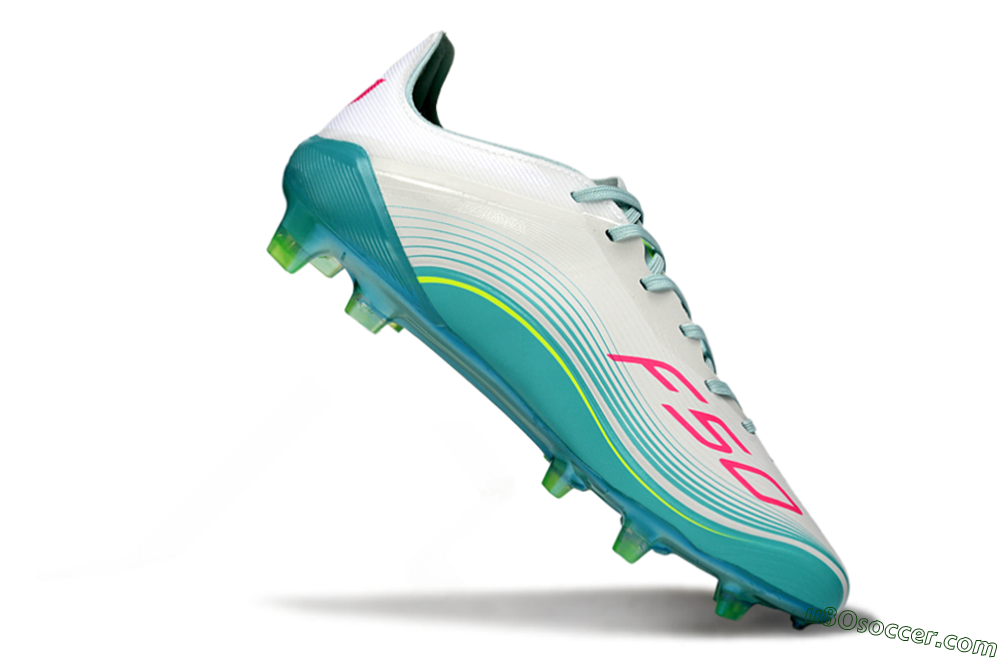 Messi x Adidas F50 Elite FG Firm Ground Soccer Cleats - Aqua/Neon Pink/Soft Yellow 4