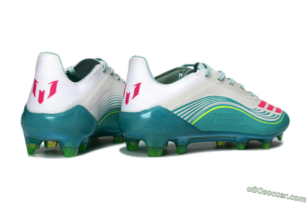 Messi x Adidas F50 Elite FG Firm Ground Soccer Cleats - Aqua/Neon Pink/Soft Yellow 6