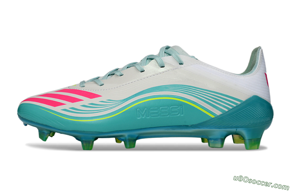 Messi x Adidas F50 Elite FG Firm Ground Soccer Cleats - Aqua/Neon Pink/Soft Yellow 2