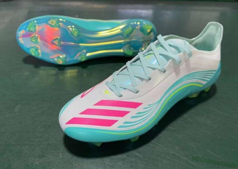 Messi x Adidas F50 Elite FG Firm Ground Soccer Cleats - Aqua/Neon Pink/Soft Yellow
