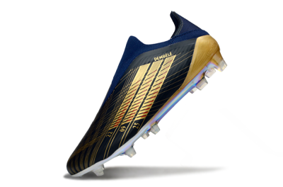 Adidas F50 Elite Laceless FG Firm Ground Soccer Cleats - Navy/Gold Metallic/Dazzling Rainbow