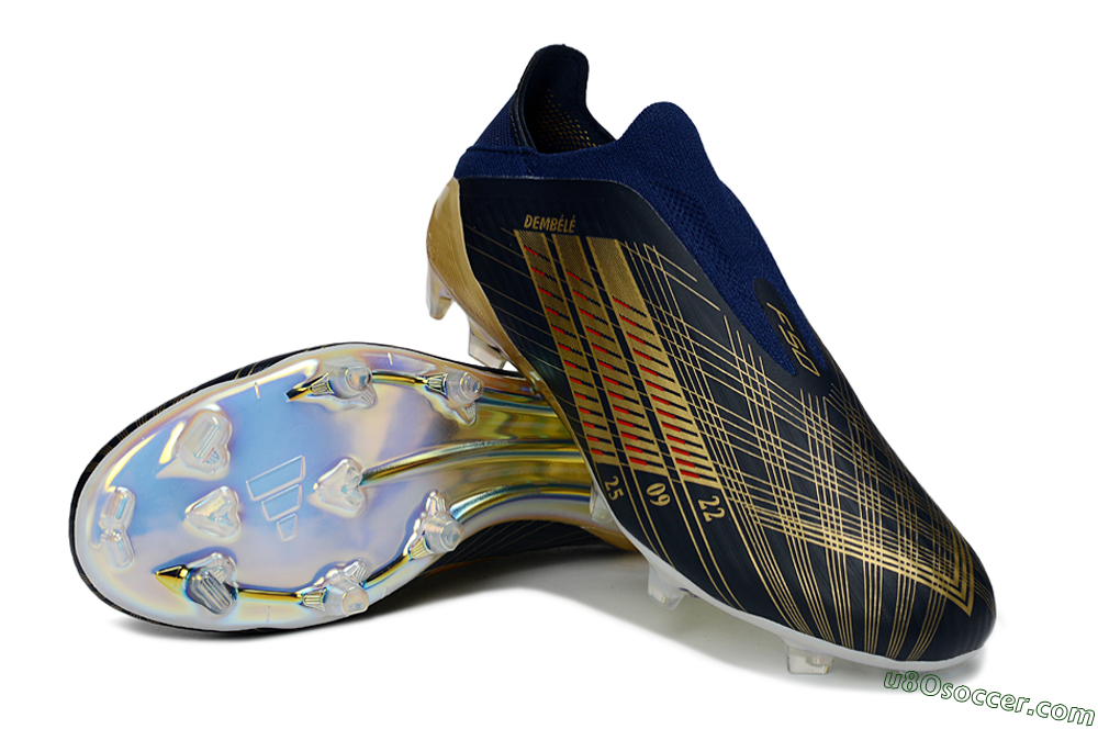 Adidas F50 Elite Laceless FG Firm Ground Soccer Cleats - Navy/Gold Metallic/Dazzling Rainbow 3