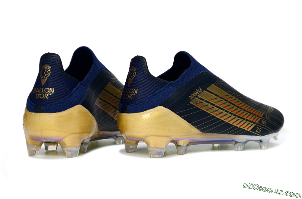 Adidas F50 Elite Laceless FG Firm Ground Soccer Cleats - Navy/Gold Metallic/Dazzling Rainbow 6