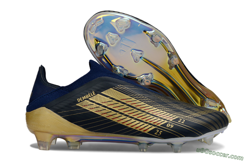 Adidas F50 Elite Laceless FG Firm Ground Soccer Cleats - Navy/Gold Metallic/Dazzling Rainbow 1