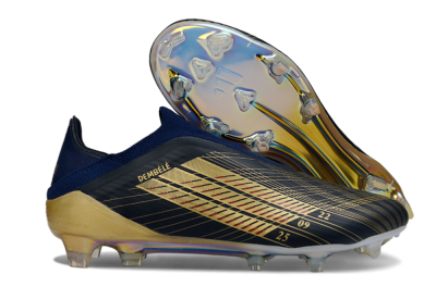 Adidas F50 Elite Laceless FG Firm Ground Soccer Cleats - Navy/Gold Metallic/Dazzling Rainbow