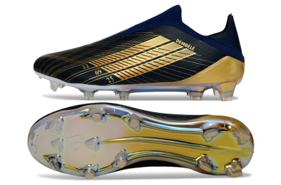 Adidas F50 Elite Laceless FG Firm Ground Soccer Cleats - Navy/Gold Metallic/Dazzling Rainbow