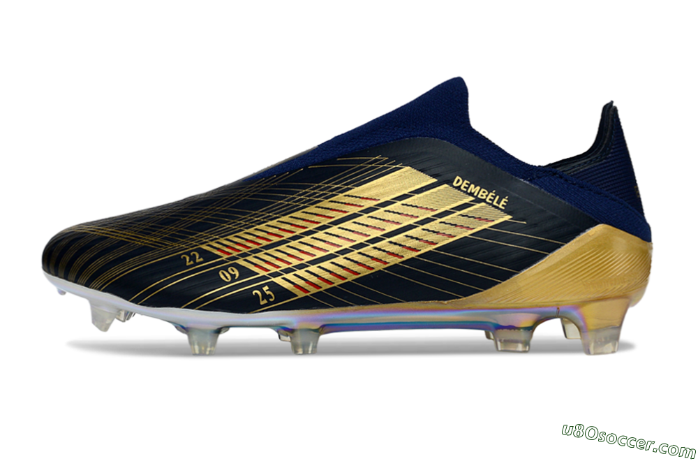Adidas F50 Elite Laceless FG Firm Ground Soccer Cleats - Navy/Gold Metallic/Dazzling Rainbow 2