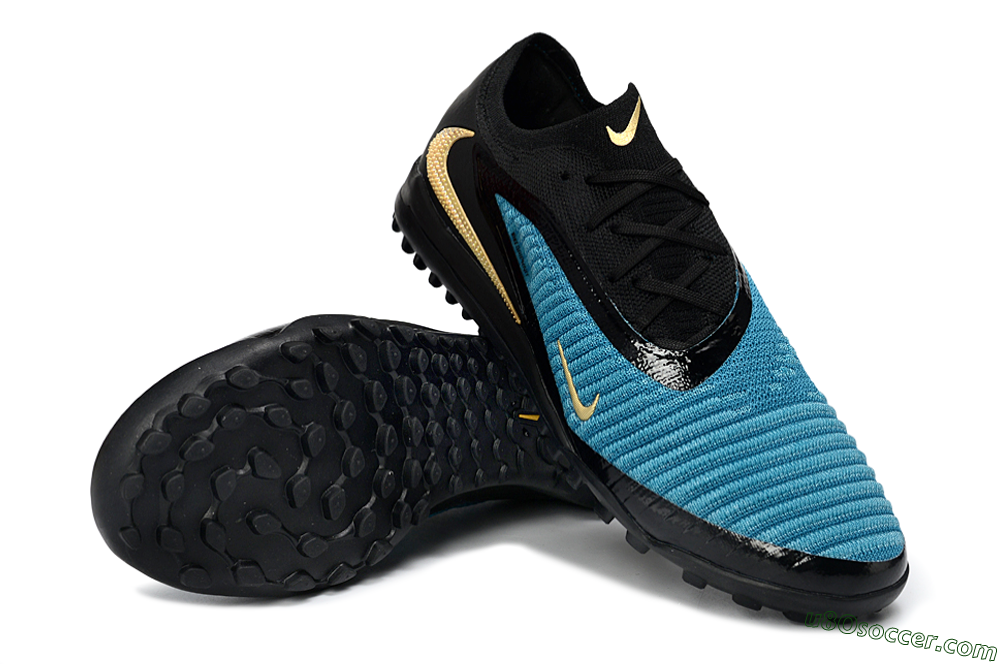 Nike Phantom 6 Low Elite TF Artificial Turf Soccer Shoes - Teal/Midnight Black/Metallic Gold 3
